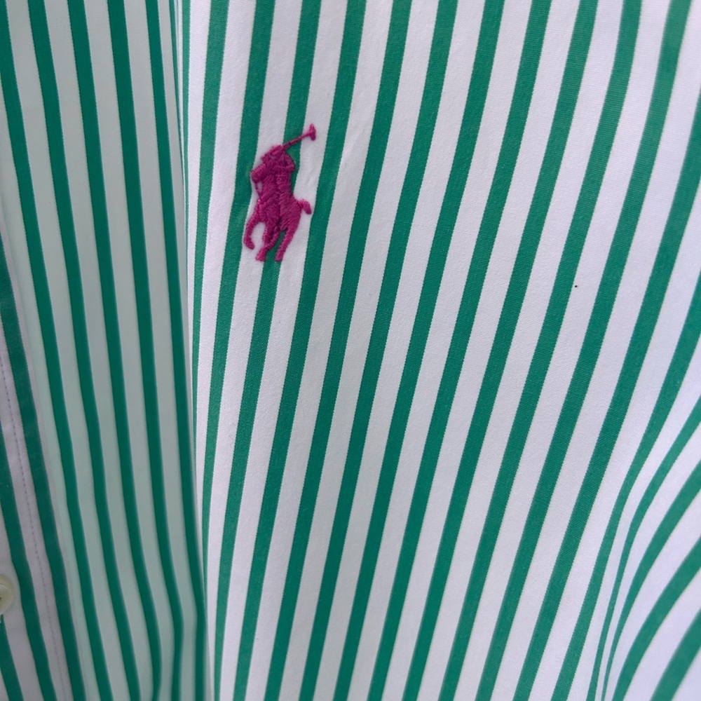 Ralph Lauren Green Stripe Button-Down Shirt - Picture 3 of 5